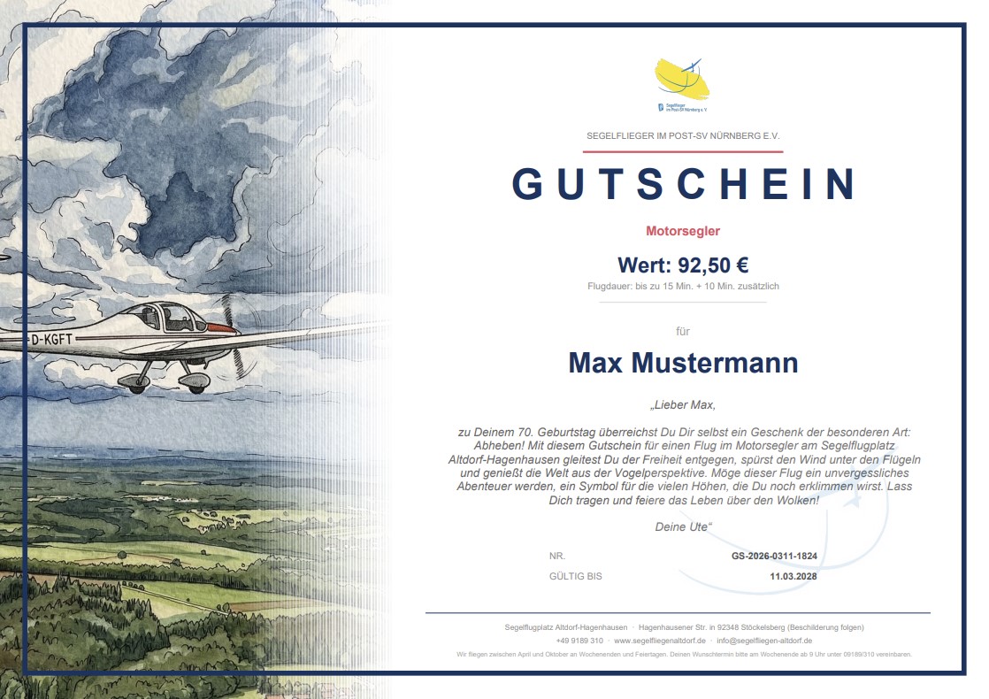 Beispiel-Gutschein Rundflug